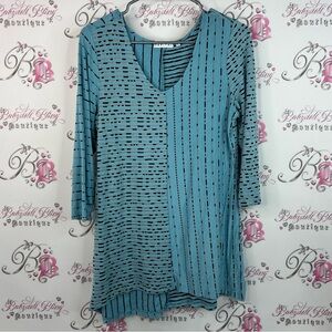 Habitat long sleeve color block dotted Blue and Black Patterned Women's Blouse